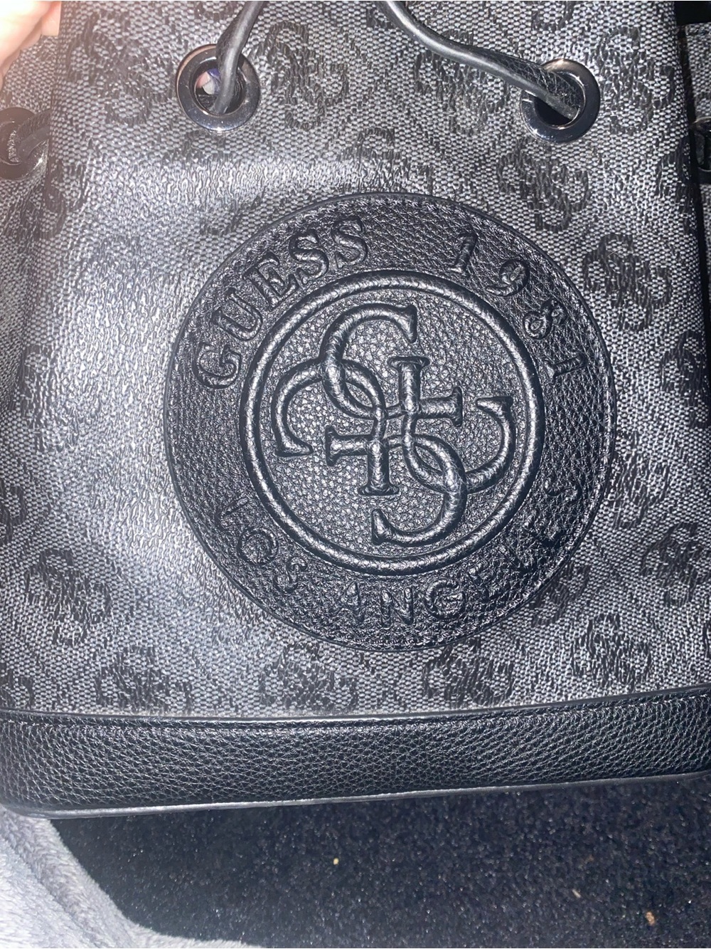 GUESS Black Mini Logo Drawstring Bag